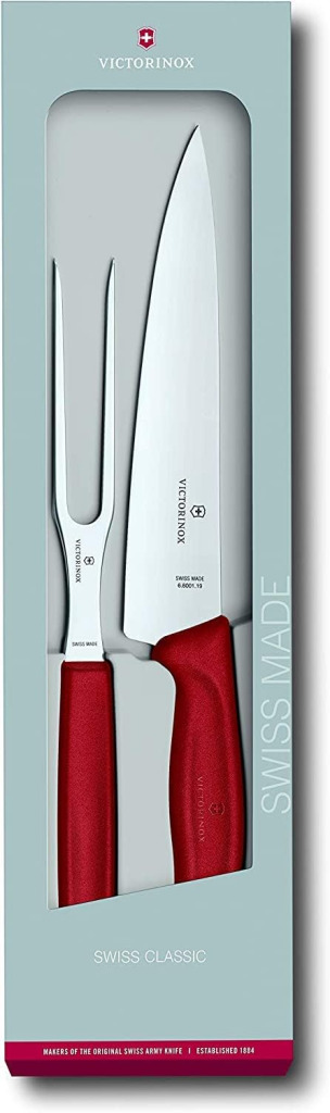 Victorinox 6.7131.2G Swiss Classic Carving Fork and Knife Set Red Set of 2